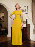 A-line Scoop Floor-Length Lace Chiffon Mother of the Bride Dress With Sequins by Dreamylily