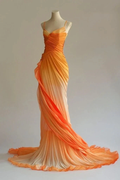 Classy Orange Chiffon Mermaid Evening Dress Long Prom Dress Y8366 by simplepromdress