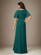 Dark Navy Sheath Beaded Chiffon Dress by Dreamylily