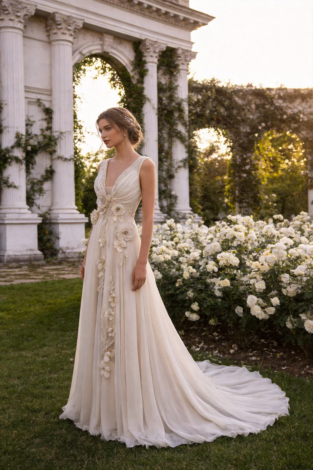 Charming V Neck Chiifon Appliques Beaded Prom Dress Wedding Dress Y8032 by simplepromdress