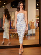 Zeno | Mermaid Tea Length Strapless Prom Dress With Sashes by Kissprom