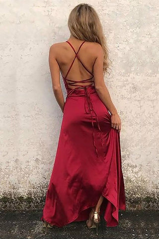 Rückenfreies Neckholder-Ballkleid mit Spaghettiträgern und gewagtem Schlitz