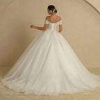 Ivory Beading Princess Wedding Dresses For Bride Off The Shoulder Sleeveless Women Glitter Ball Bridal Gown Robes by payinti