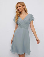 Numbersea U Back Homecoming Dress Formal Prom Dress Knee Length Short Sleeves Cocktail Party Dress 28077 by numbersea
