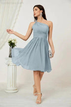 Numbersea Women Chiffon Short One Shoulder Bridesmaid Dress Formal Dresses for Party Homecoming 2804 by numbersea
