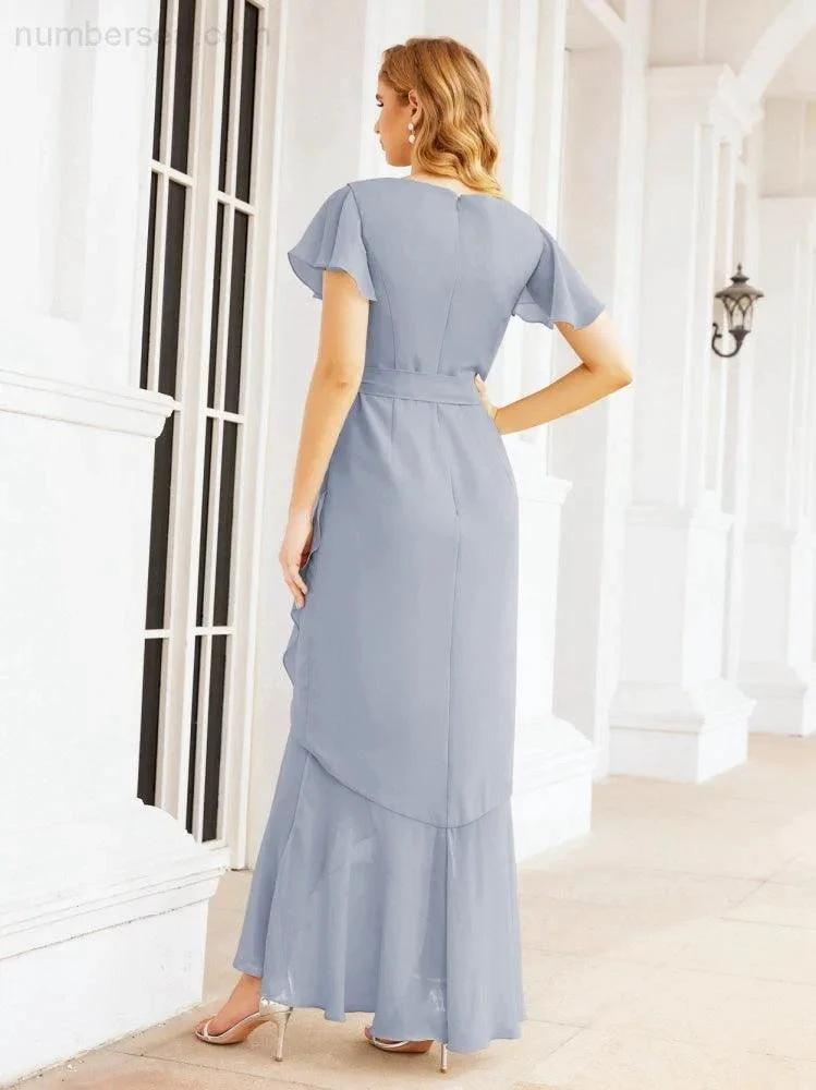 Numbersea Ruffled Bridesmaid Dresses Mermaid Formal Violin Evening Party Prom Gowns 28042 by numbersea
