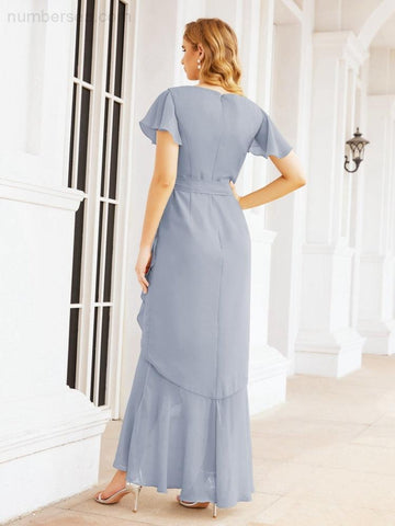 Numbersea Ruffled Bridesmaid Dresses Mermaid Formal Violin Evening Party Prom Gowns 28042