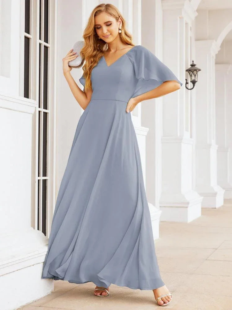 Numbersea Bridesmaid Dresses for Wedding Formal Evening Party Prom Gown with Cape 28050