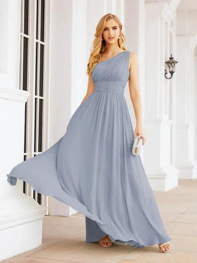 Numbersea One Shoulder Bridesmaid Dresses Long Maxi Formal Evening Party Prom Gowns 28061 by numbersea