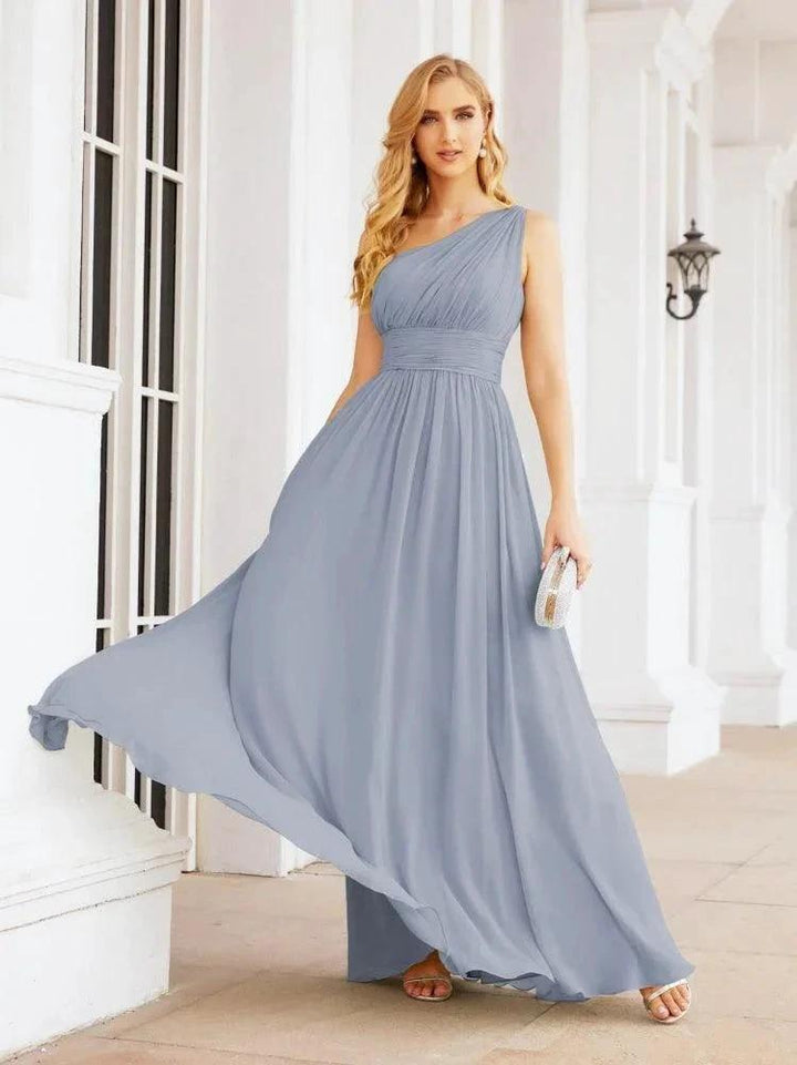 Numbersea One Shoulder Bridesmaid Dresses Long Maxi Formal Evening Party Prom Gowns 28061 by numbersea