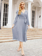 Bridesmaid Dress V-Back Waist Belt Mother of the Bride Wedding Guest SY28031 by numbersea