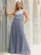 Lace Bridesmaid Dress Floor Length Evening Gowns with Pockets 28017 by numbersea