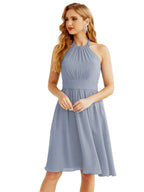 Numbersea Halter Chiffon Bridesmaid Dresses Short Sleeveless Formal Party Dress Open Back 28023 by numbersea