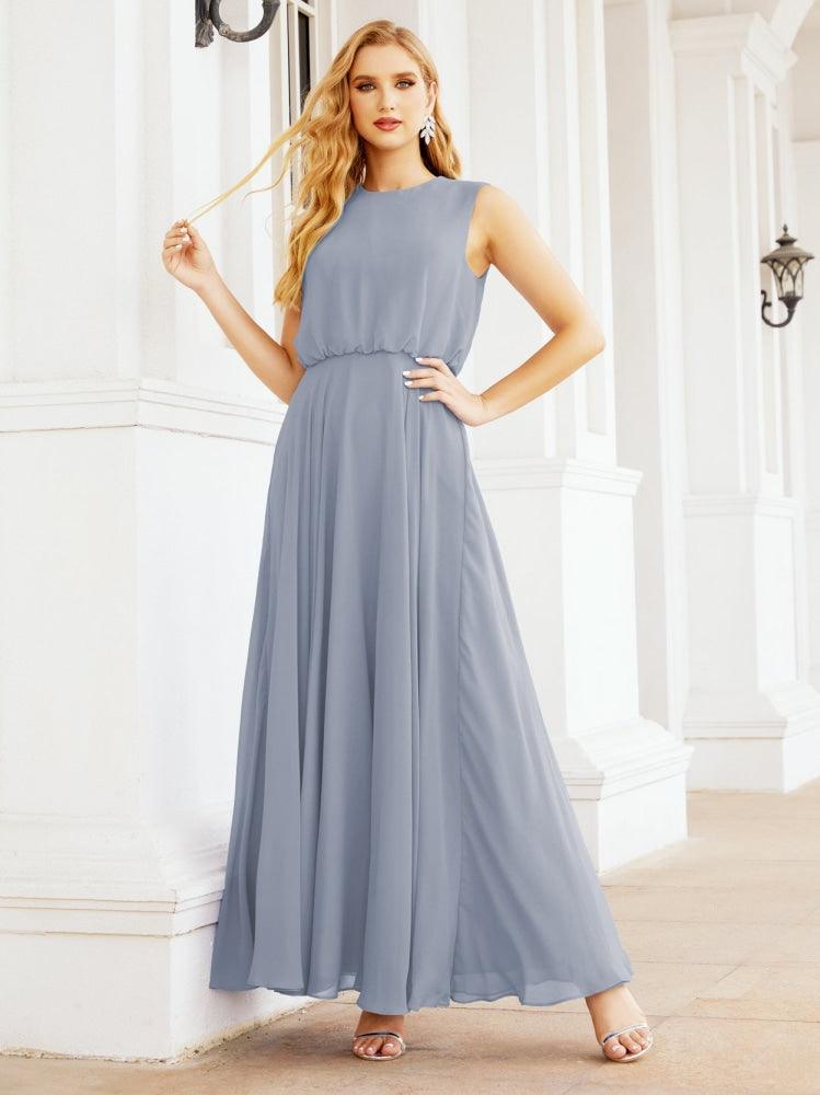 Numbersea Sleeveless Long Bridesmaid Dress A line Formal Evening Prom Gown 28025
