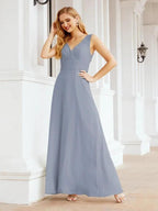 Formal Prom Gown Elegant V-Neck Sleeveless Bridesmaid Dresses for Wedding Party 28037 by numbersea