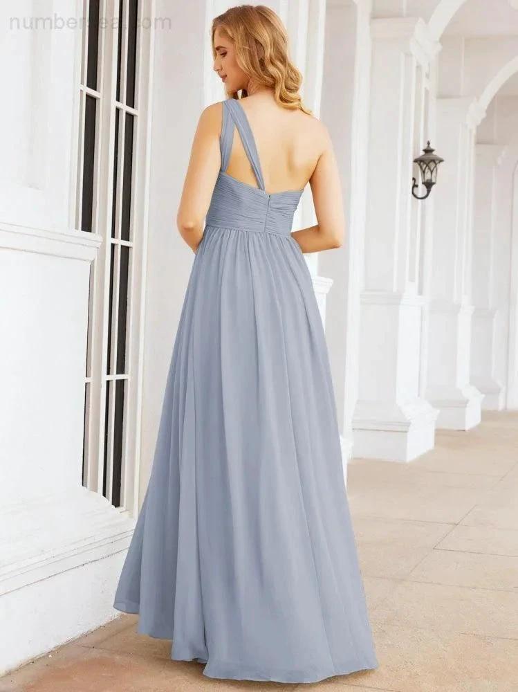 Numbersea One Shoulder Bridesmaid Dresses Long Maxi Formal Evening Party Prom Gowns 28061 by numbersea
