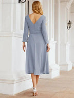 Bridesmaid Dress V-Back Waist Belt Mother of the Bride Wedding Guest SY28031 by numbersea