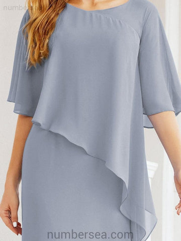 Sunnderly Formal Party Gown Dress Long Mother of The Bride Dresses with Ruffle Cape SY28026
