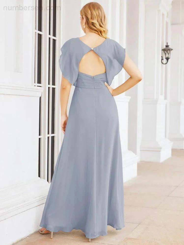 Sunnderly Bridesmaid Dresses Cape Formal Prom Dress Open Back Gowns for Mother of The Bride SY28058 by numbersea