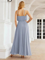 Numbersea Halter Long Bridesmaid Dresses Formal A line Juniors Dress 28029 by numbersea