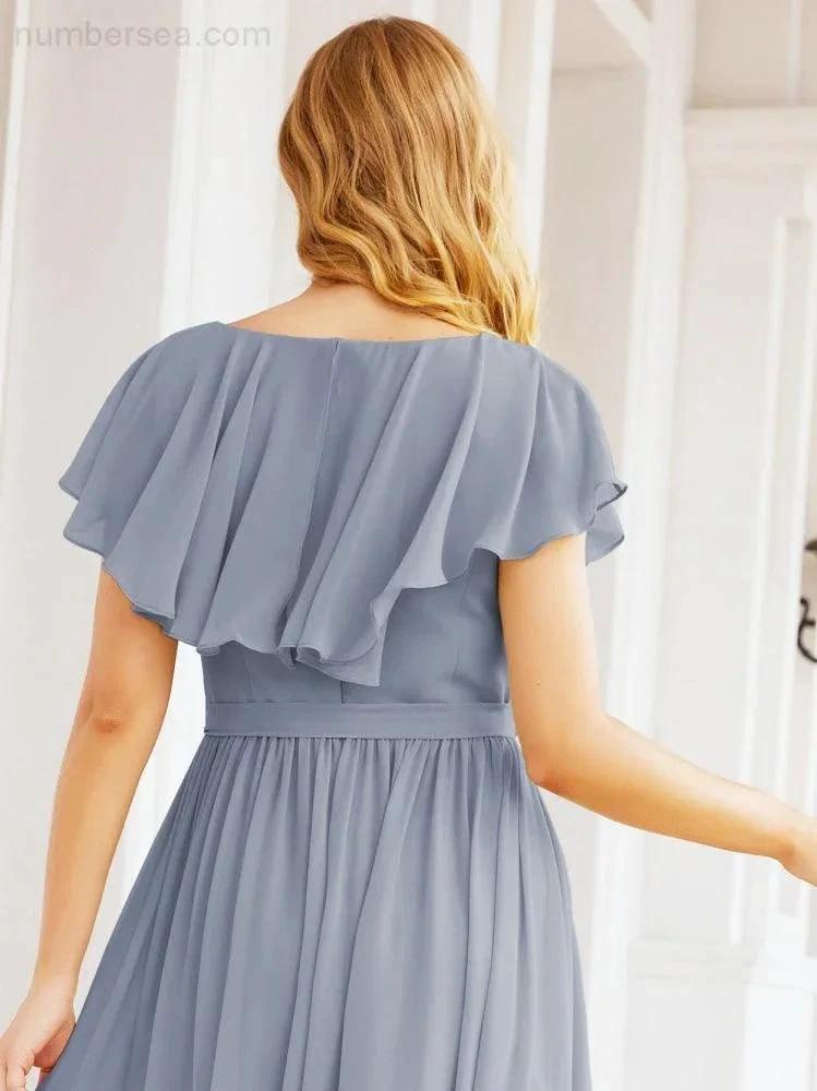 Bridesmaid Dresses with Flutter Sleeves Formal Evening Party Prom Gowns 28044 by numbersea