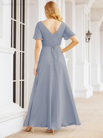 Numbersea Formal Prom Gowns for Mother of The Bride Short Sleeves Bridesmaid Dress 28049