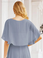 Numbersea Bridesmaid Dresses for Wedding Formal Evening Party Prom Gown with Cape 28050