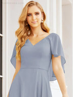 Numbersea Bridesmaid Dresses for Wedding Formal Evening Party Prom Gown with Cape 28050