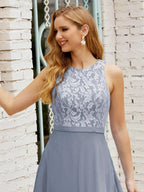 Lace Bridesmaid Dress Floor Length Evening Gowns with Pockets 28017 by numbersea