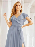 Bridesmaid Dresses with Flutter Sleeves Formal Evening Party Prom Gowns 28044 by numbersea