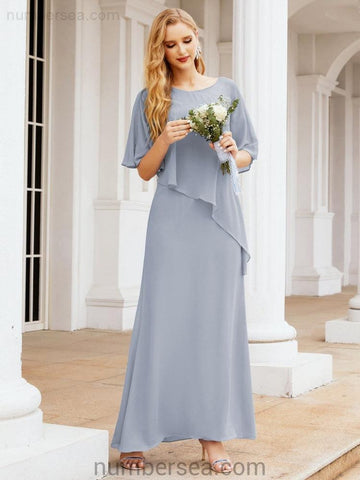 Sunnderly Formal Party Gown Dress Long Mother of The Bride Dresses with Ruffle Cape SY28026