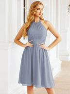 Numbersea Halter Chiffon Bridesmaid Dresses Short Sleeveless Formal Party Dress Open Back 28023 by numbersea