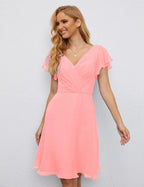 Numbersea U Back Homecoming Dress Formal Prom Dress Knee Length Short Sleeves Cocktail Party Dress 28077 by numbersea