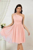 Numbersea Women Chiffon Short One Shoulder Bridesmaid Dress Formal Dresses for Party Homecoming 2804 by numbersea
