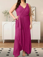 A-Line V-Neck Ruched Metallic Mesh Dress by Dreamylily