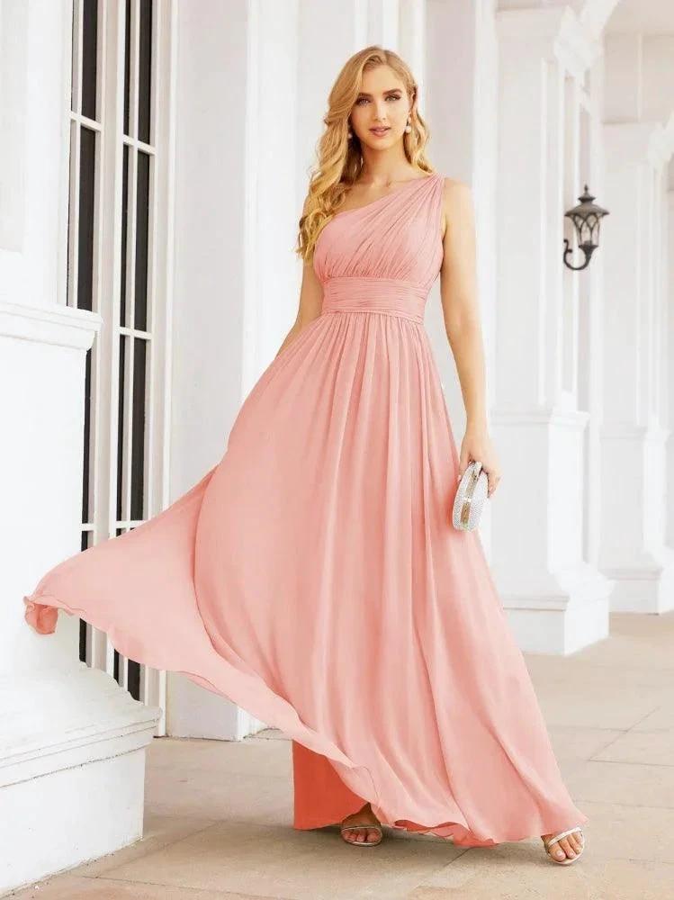 Numbersea One Shoulder Bridesmaid Dresses Long Maxi Formal Evening Party Prom Gowns 28061 by numbersea