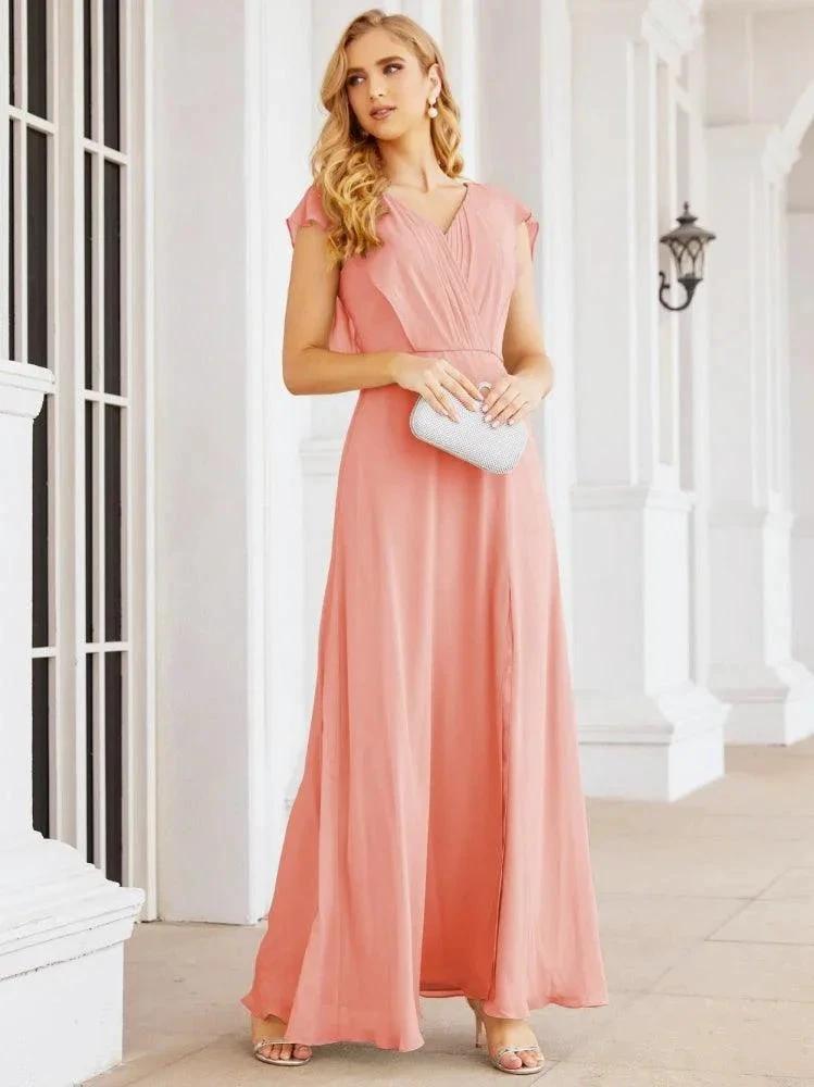 Sunnderly Bridesmaid Dresses Cape Formal Prom Dress Open Back Gowns for Mother of The Bride SY28058 by numbersea