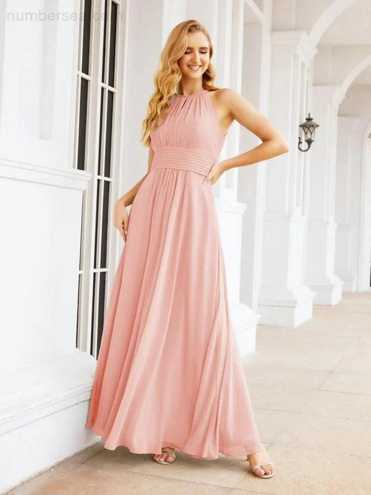 Numbersea Keyhole Bridesmaid Dresses Sleeveless Formal Evening Party Prom Gowns 28043 by numbersea