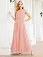 Numbersea Sleeveless Long Bridesmaid Dress A line Formal Evening Prom Gown 28025