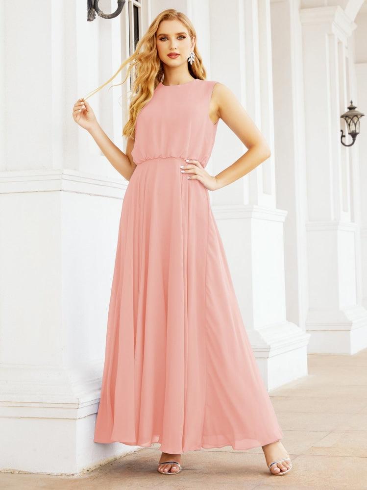 Numbersea Sleeveless Long Bridesmaid Dress A line Formal Evening Prom Gown 28025