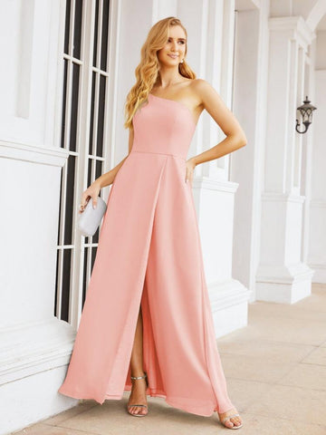 Numbersea Women's One Shoulder Formal Prom Gowns for Mother of The Bride Side Slit Bridesmaid Dresses 28052