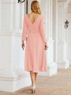 Bridesmaid Dress V-Back Waist Belt Mother of the Bride Wedding Guest SY28031 by numbersea