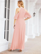 Abiti da damigella d'onore Numbersea con spalle scoperte, linea a trapezio, lunghi abiti da sera formali 28074