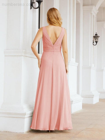 Numbersea Bridesmaid Dresses for Wedding Ruffles Long Formal Prom Gowns 28039