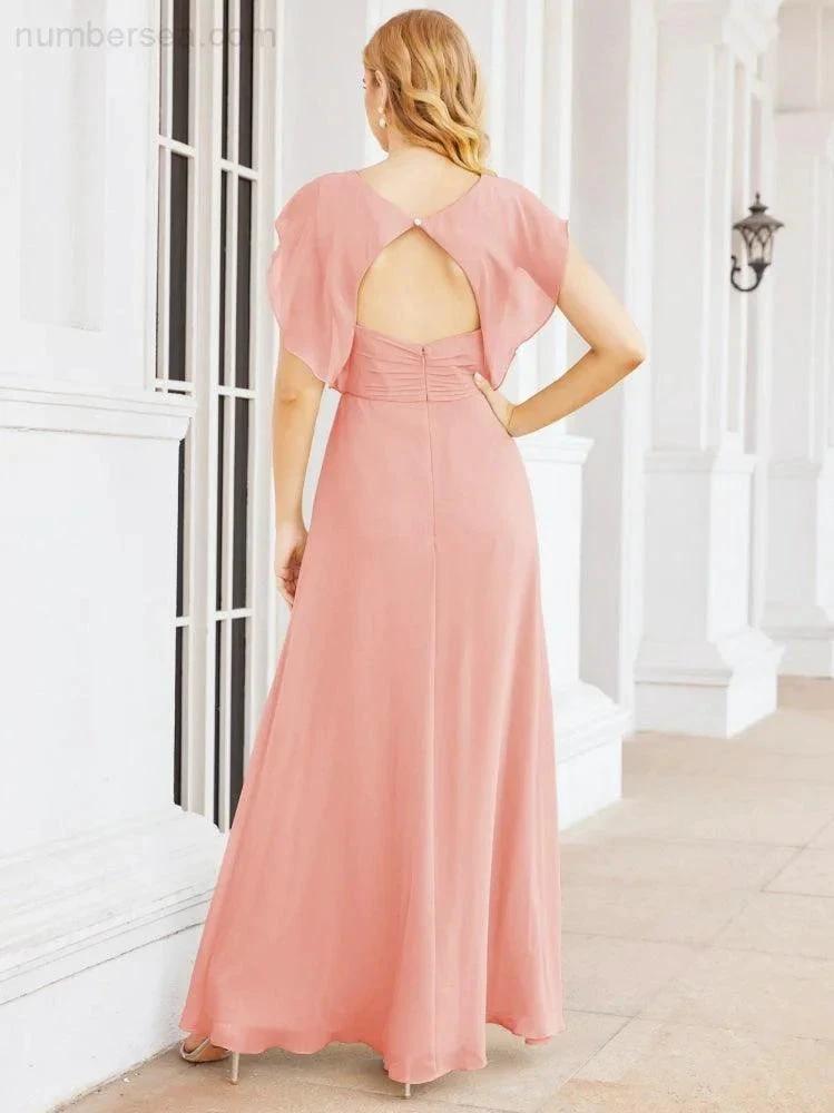 Sunnderly Bridesmaid Dresses Cape Formal Prom Dress Open Back Gowns for Mother of The Bride SY28058 by numbersea