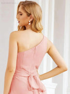 Numbersea One Shoulder Bridesmaid Dresses Long Formal Prom Gowns 28048