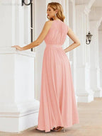 Numbersea Halter Bridesmaid Dress Empire Waist Formal Evening Prom Gown for Mother of The Bride 28030 by numbersea