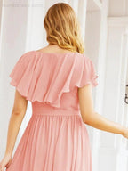 Bridesmaid Dresses with Flutter Sleeves Formal Evening Party Prom Gowns 28044 by numbersea
