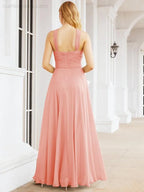 Numbersea Abiti da damigella incrociati con collo all'americana per festa, matrimonio, sera, ballo di fine anno, abiti lunghi da ballo 28053