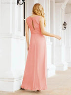 Formal Prom Gown Elegant V-Neck Sleeveless Bridesmaid Dresses for Wedding Party 28037 by numbersea